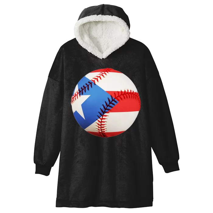 Puerto Rico Baseball Hooded Wearable Blanket