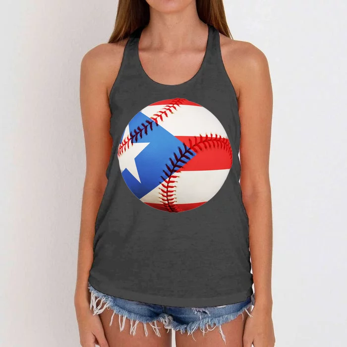 Puerto Rico Baseball Women's Knotted Racerback Tank