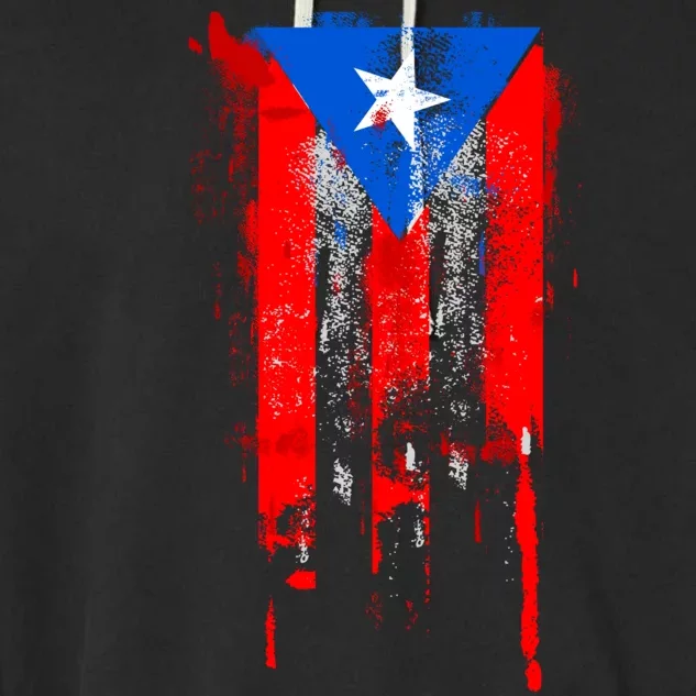 Puerto Rico Flag Drip Garment-Dyed Fleece Hoodie