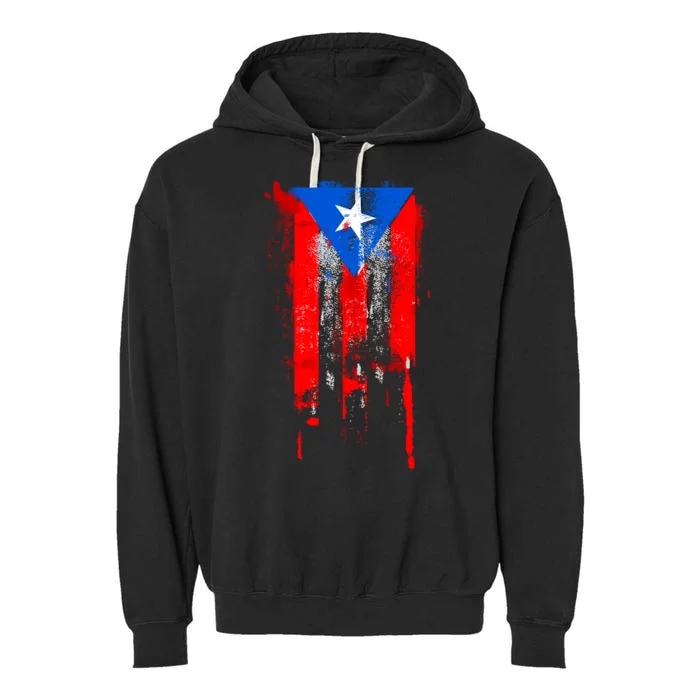 Puerto Rico Flag Drip Garment-Dyed Fleece Hoodie