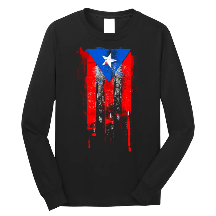 Puerto Rico Flag Drip Long Sleeve Shirt