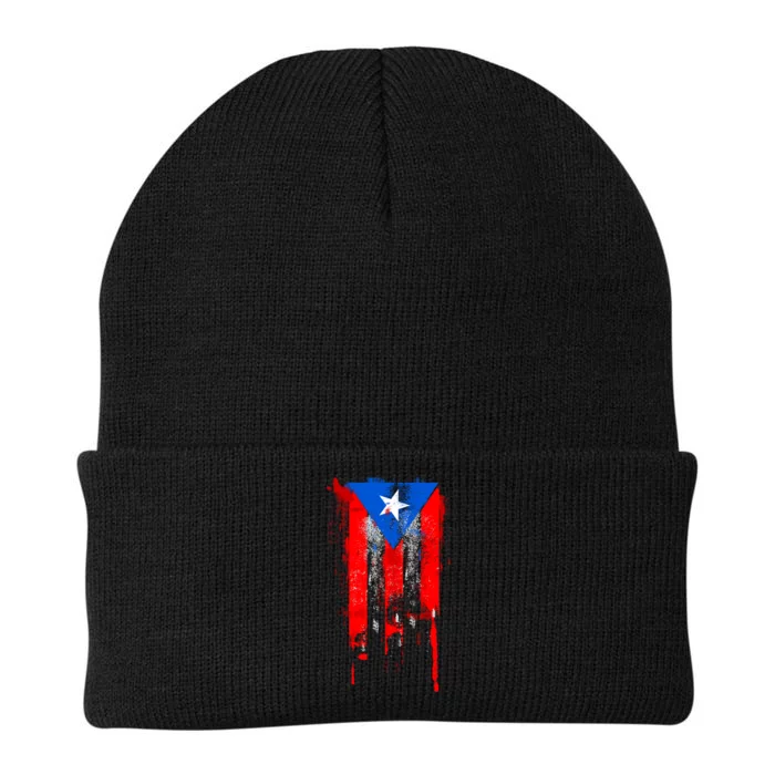 Puerto Rico Flag Drip Knit Cap Winter Beanie