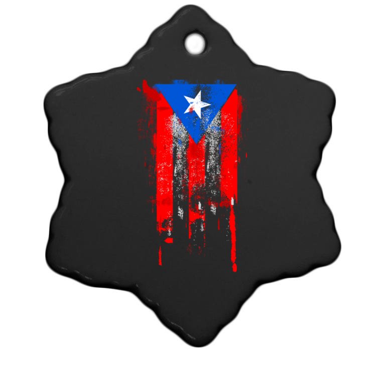 Puerto Rico Flag Drip Christmas Ornament