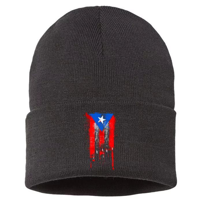 Puerto Rico Flag Drip Sustainable Knit Beanie