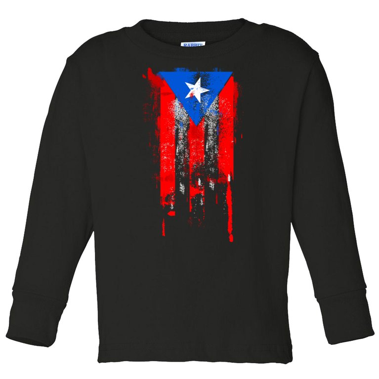 Puerto Rico Flag Drip Toddler Long Sleeve Shirt