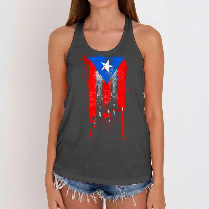 Puerto Rico Flag Drip Women's Knotted Racerback Tank