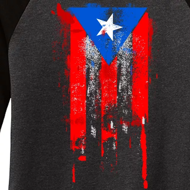 Puerto Rico Flag Drip Women's Tri-Blend 3/4-Sleeve Raglan Shirt