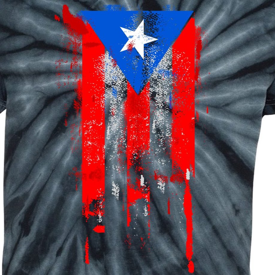 Puerto Rico Flag Drip Kids Tie-Dye T-Shirt
