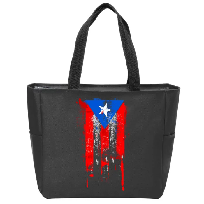 Puerto Rico Flag Drip Zip Tote Bag