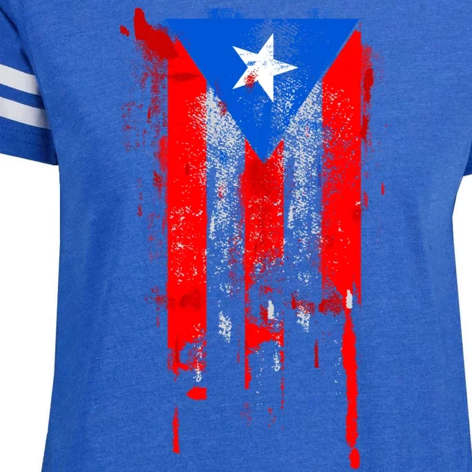 Puerto Rico Flag Drip Enza Ladies Jersey Football T-Shirt