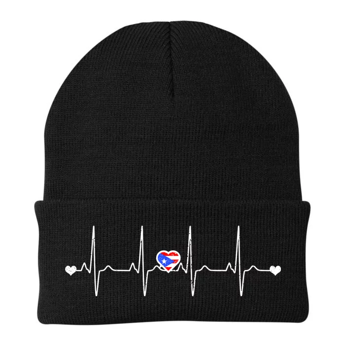 Puerto Rico Heartbeat Pulse Knit Cap Winter Beanie