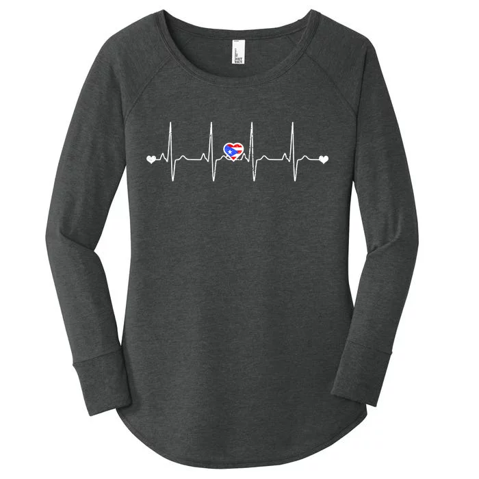 Puerto Rico Heartbeat Pulse Women's Perfect Tri Tunic Long Sleeve Shirt