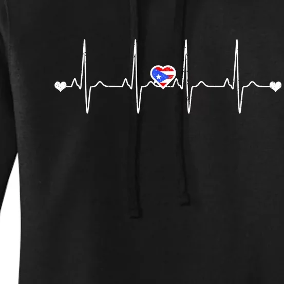 Puerto Rico Heartbeat Pulse Women's Pullover Hoodie