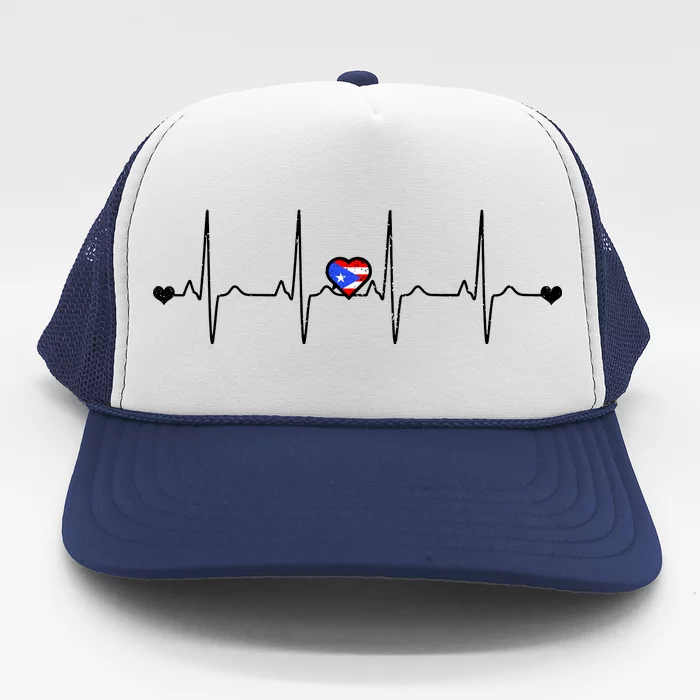 Puerto Rico Heartbeat Pulse Trucker Hat