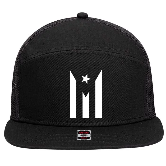 Puerto Rico Resiste Boricua Flag Se Levanta 7 Panel Mesh Trucker Snapback Hat