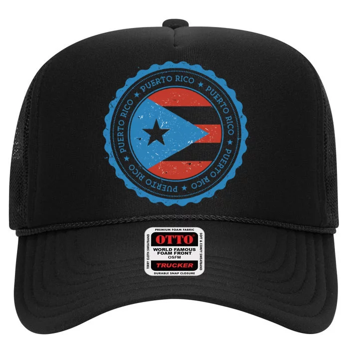 Puerto Rico Seal High Crown Mesh Trucker Hat