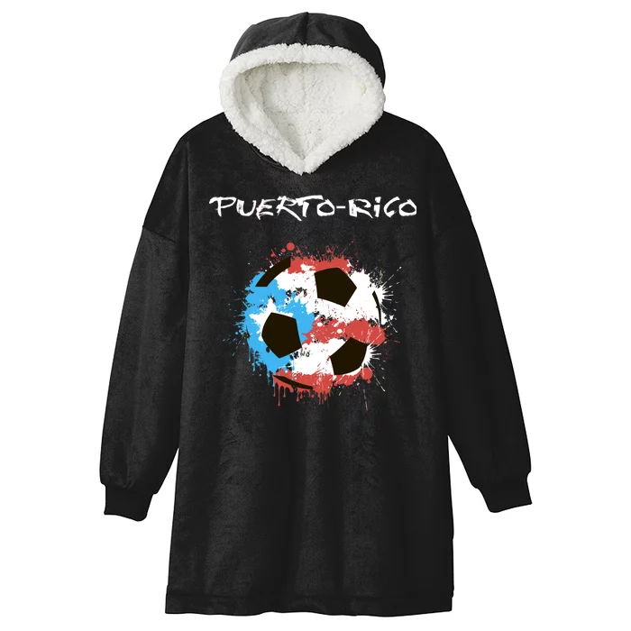 Puerto Rico Soccer Hooded Wearable Blanket