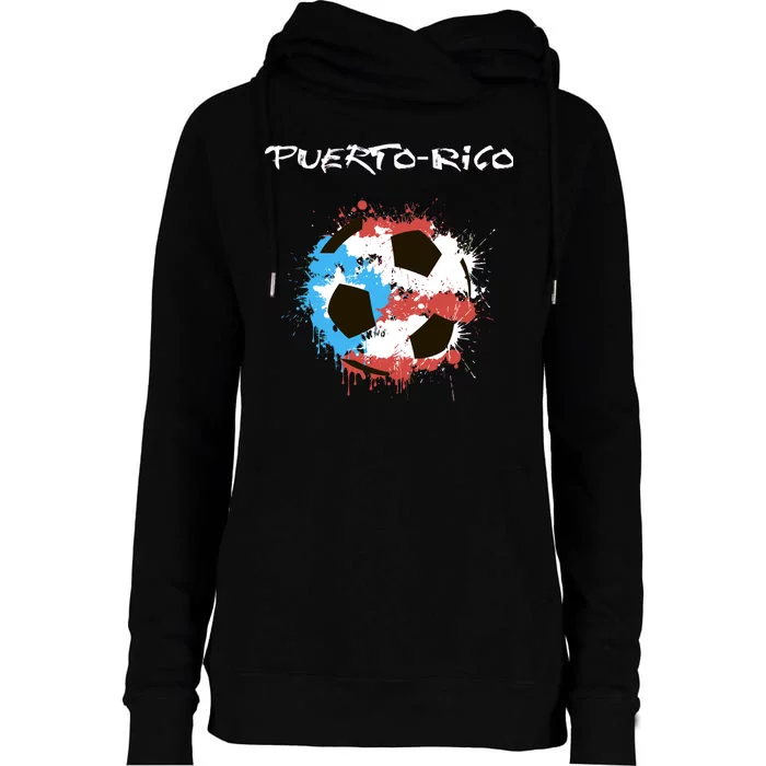 Puerto Rico Soccer Womens Funnel Neck Pullover Hood