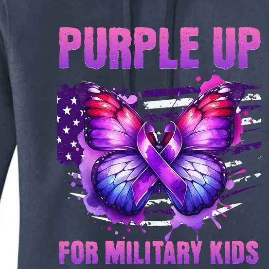 Purple Up For Military Military Child Month Usa Flag Women's Pullover Hoodie