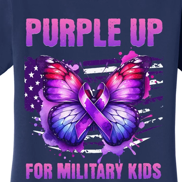 Purple Up For Military Military Child Month Usa Flag Women's T-Shirt