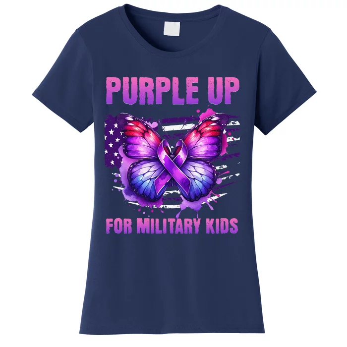 Purple Up For Military Military Child Month Usa Flag Women's T-Shirt