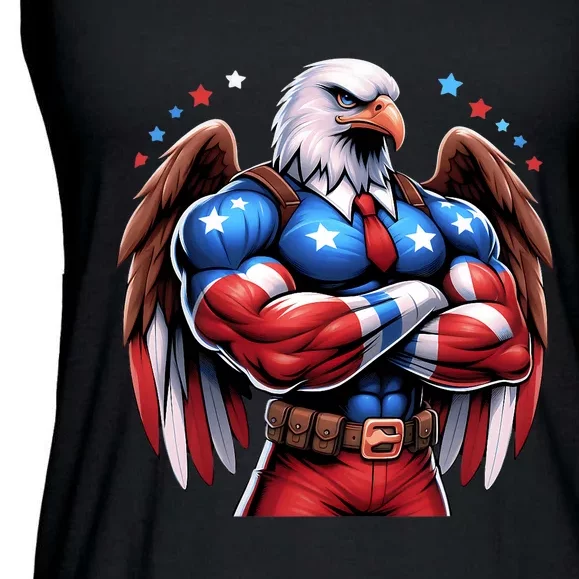 Patriotic Us Flag Patriotic Eagle July Usa American Flag Ladies Essential Flowy Tank