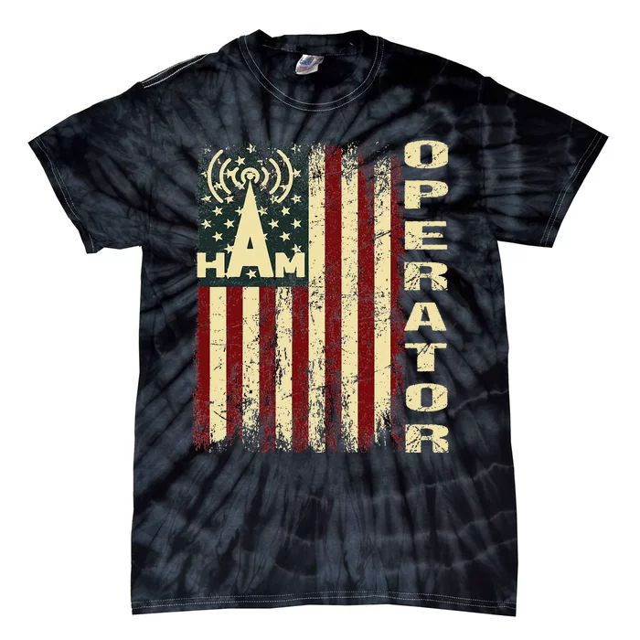 Patriotic USA Flag Ham Radio Amateur Radio Operator Tie-Dye T-Shirt