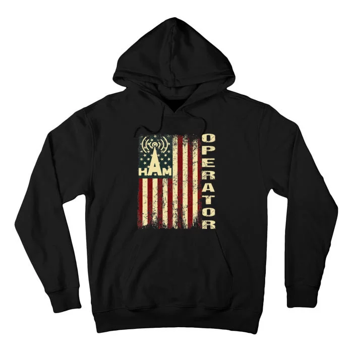 Patriotic USA Flag Ham Radio Amateur Radio Operator Tall Hoodie