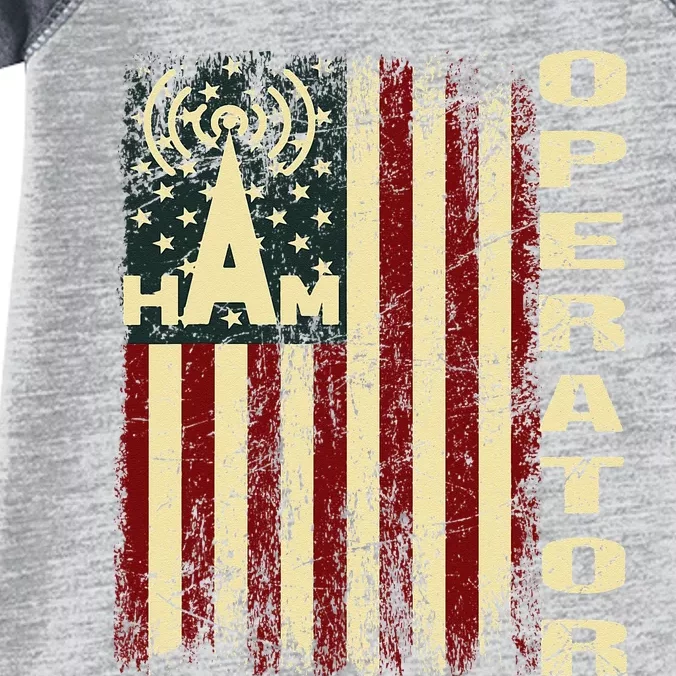 Patriotic USA Flag Ham Radio Amateur Radio Operator Infant Baby Jersey Bodysuit