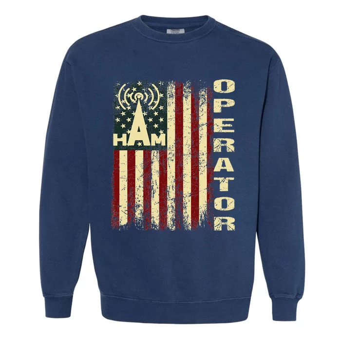 Patriotic USA Flag Ham Radio Amateur Radio Operator Garment-Dyed Sweatshirt