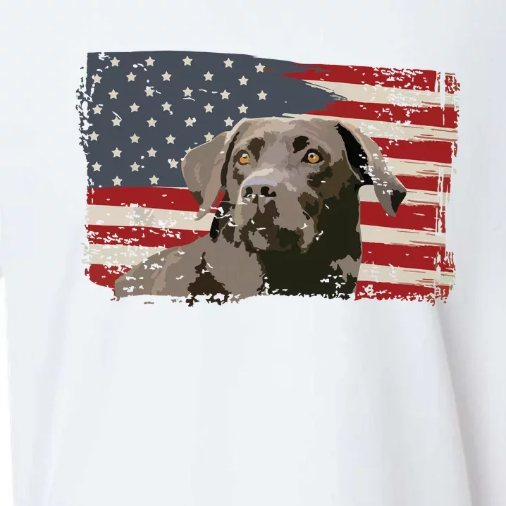 Patriotic USA Flag Black Labrador Gift For Lab Owners Sueded Cloud Jersey T-Shirt