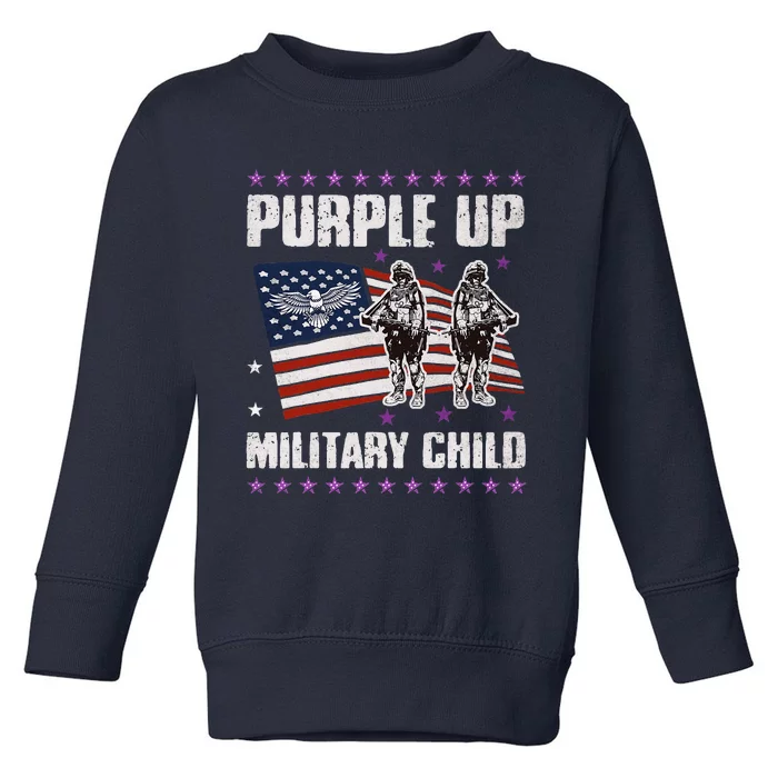 Purple Up For Military Child Month American US Flag Toddler Sweatshirt