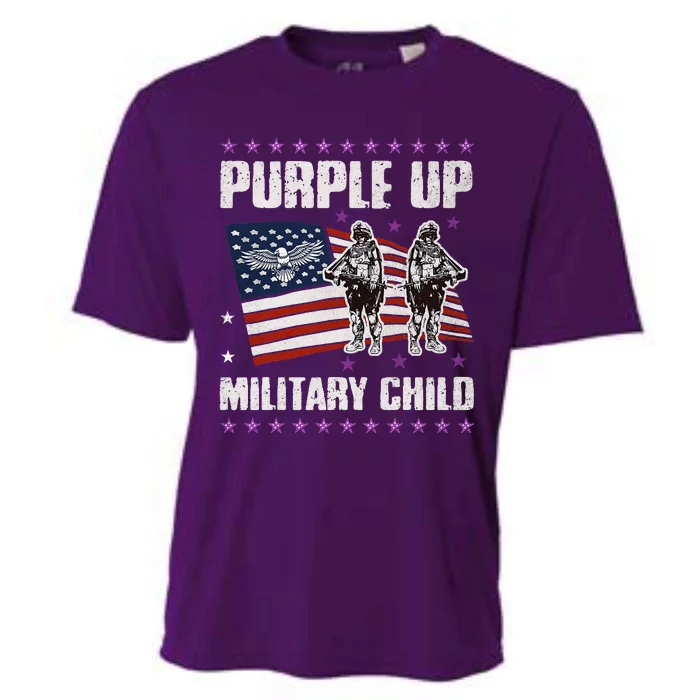 Purple Up For Military Child Month American US Flag Cooling Performance Crew T-Shirt