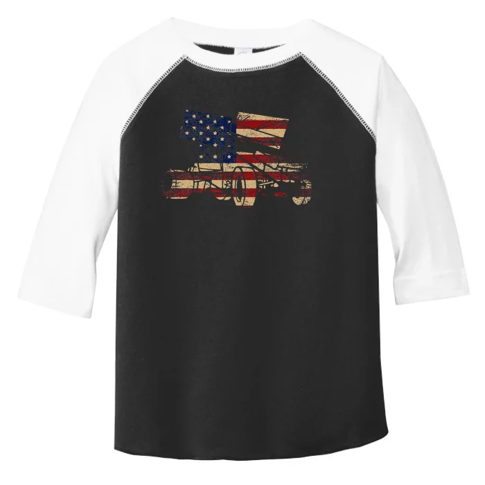 Patriotic USA Flag Sprint Car Dirt Track Racing Lover Toddler Fine Jersey T-Shirt