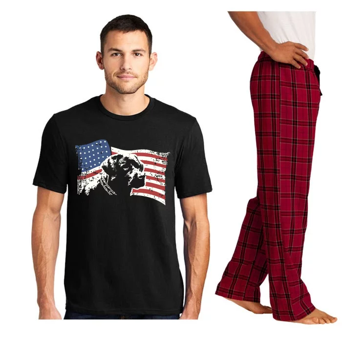 Patriotic USA Flag Black Labrador Gift For Lab Owners Pajama Set