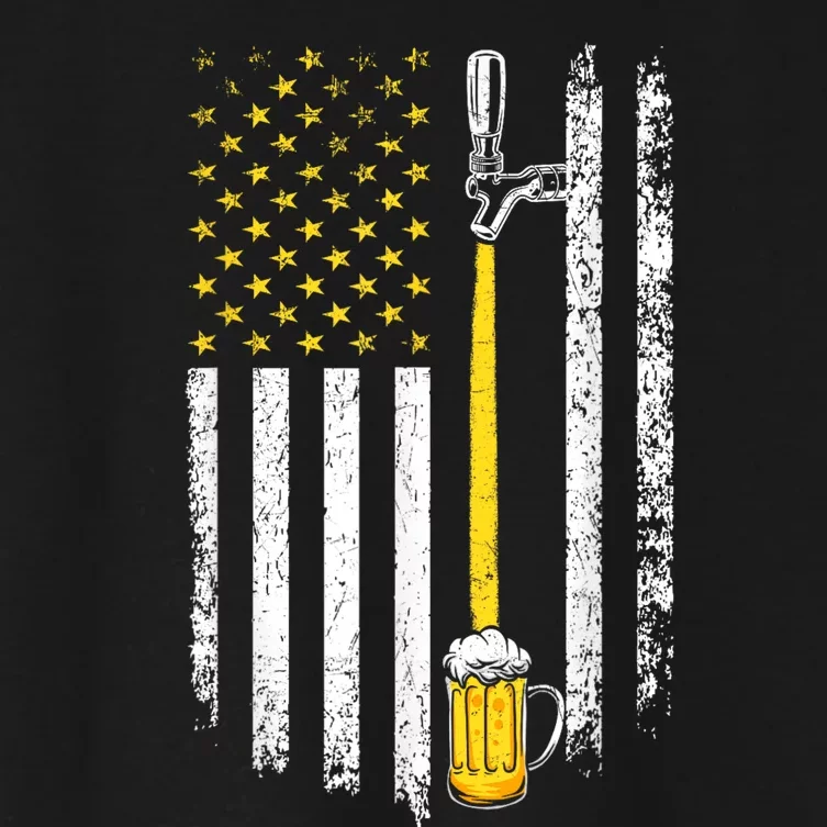 Patriotic US Flag American Brewery Craft Beer Funny Men Women's Crop Top Tee