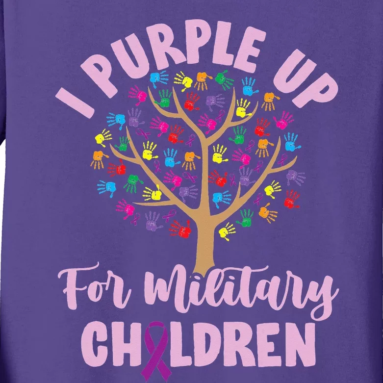 Purple Up For Military Children Tree Month Of Military Child Kids Long Sleeve Shirt