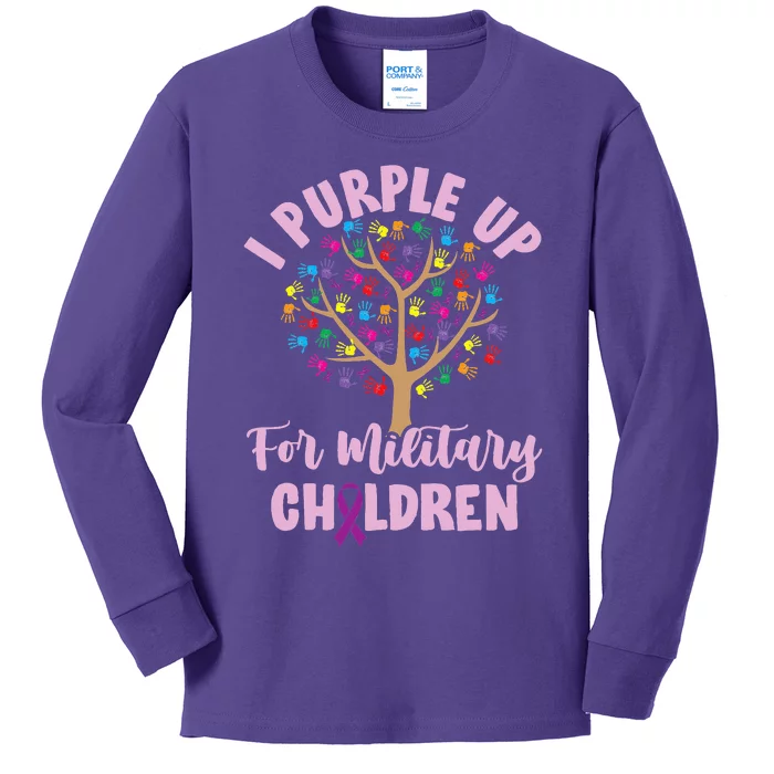 Purple Up For Military Children Tree Month Of Military Child Kids Long Sleeve Shirt