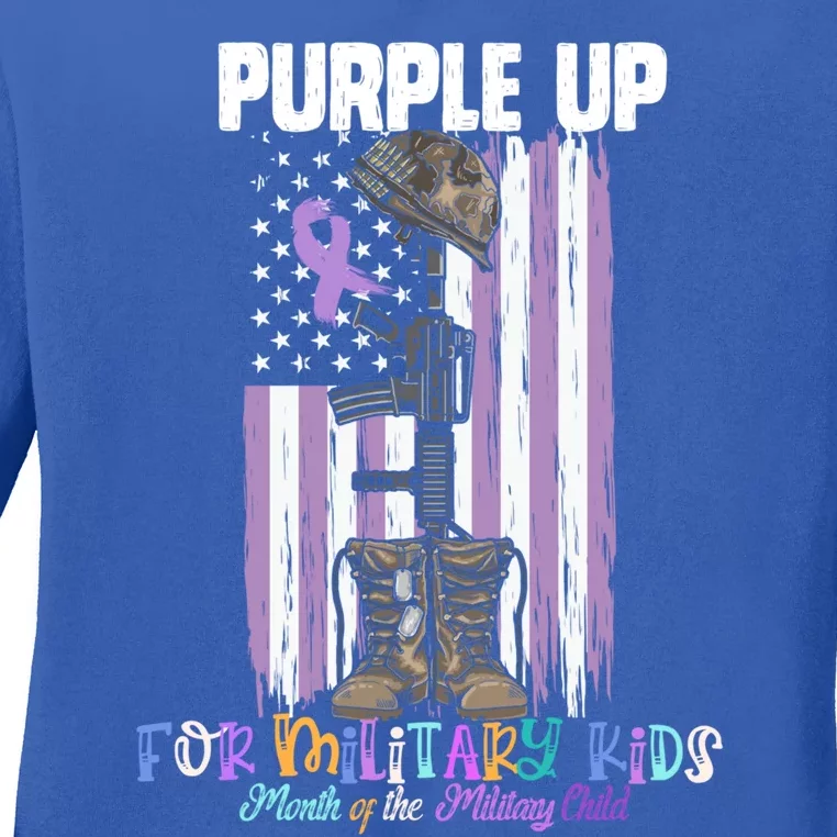 Purple Up For Military Day Month Of The Military Gift Ladies Long Sleeve Shirt