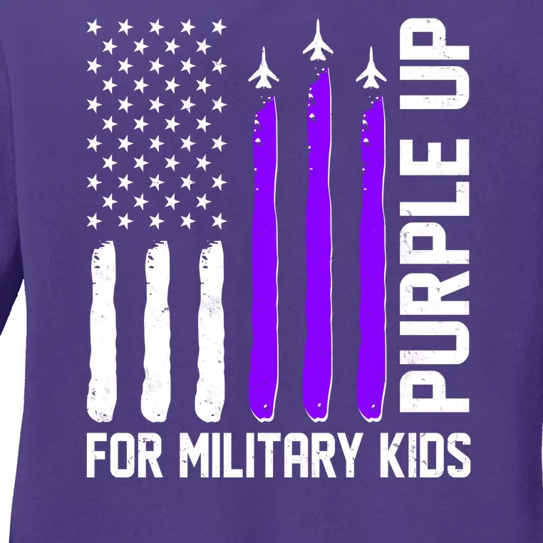 Purple Up For Military Kids Ladies Long Sleeve Shirt