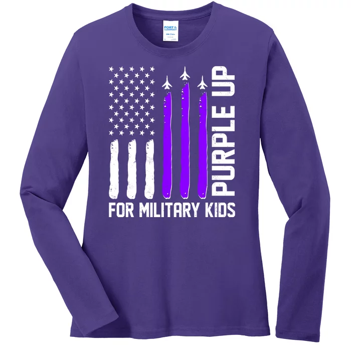 Purple Up For Military Kids Ladies Long Sleeve Shirt