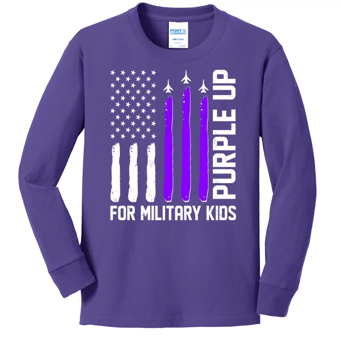 Purple Up For Military Kids Kids Long Sleeve Shirt