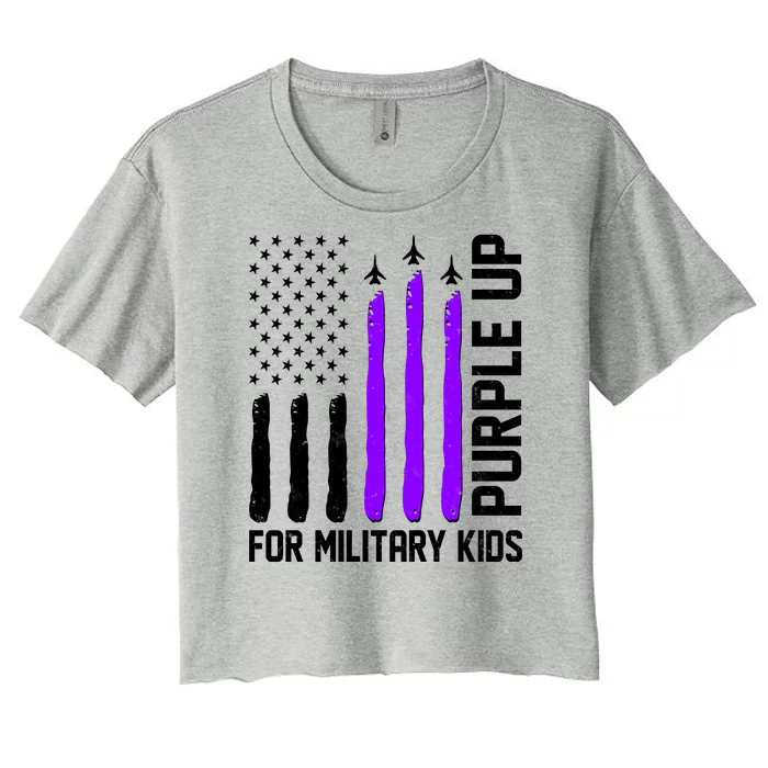 Purple Up For Military Kids Women's Crop Top Tee