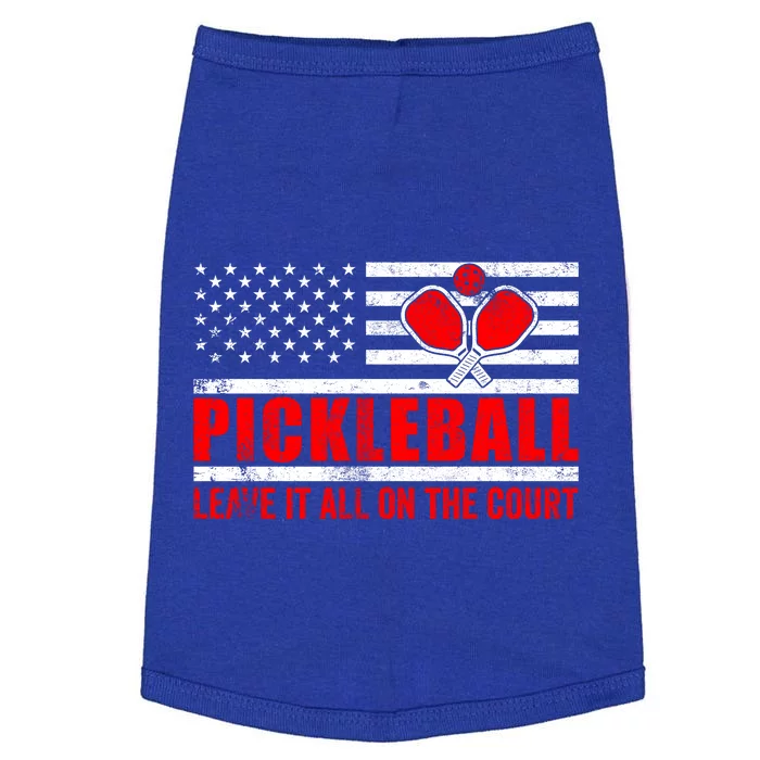 Pickleball USA Flag Leave It All On The Court Pickle Ball Doggie Tank