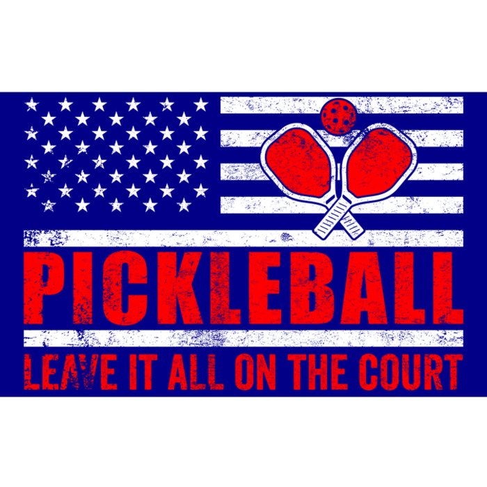 Pickleball USA Flag Leave It All On The Court Pickle Ball Bumper Sticker