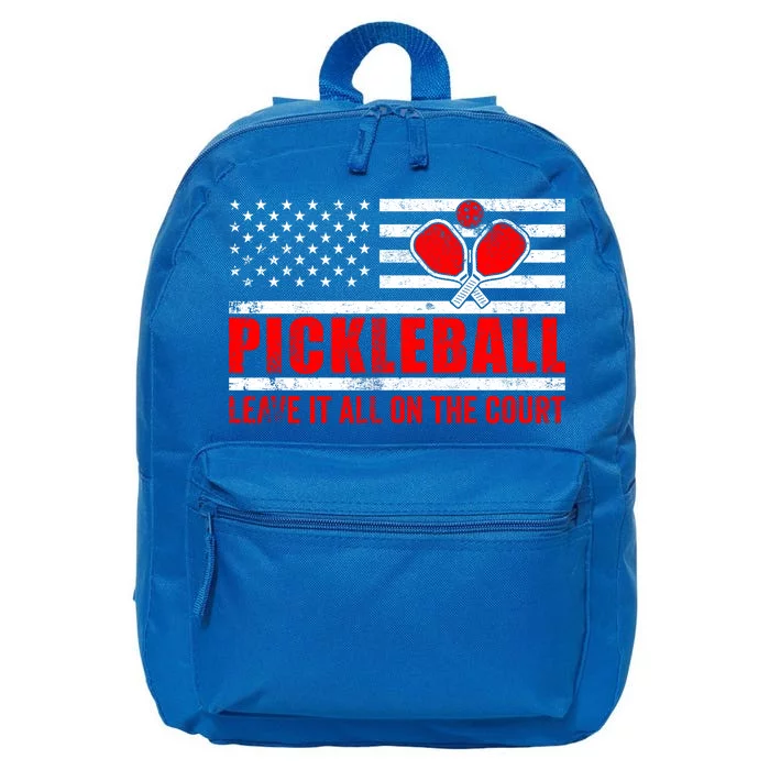 Pickleball USA Flag Leave It All On The Court Pickle Ball 16 in Basic Backpack