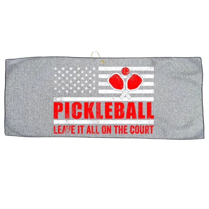 Pickleball USA Flag Leave It All On The Court Pickle Ball Large Microfiber Waffle Golf Towel