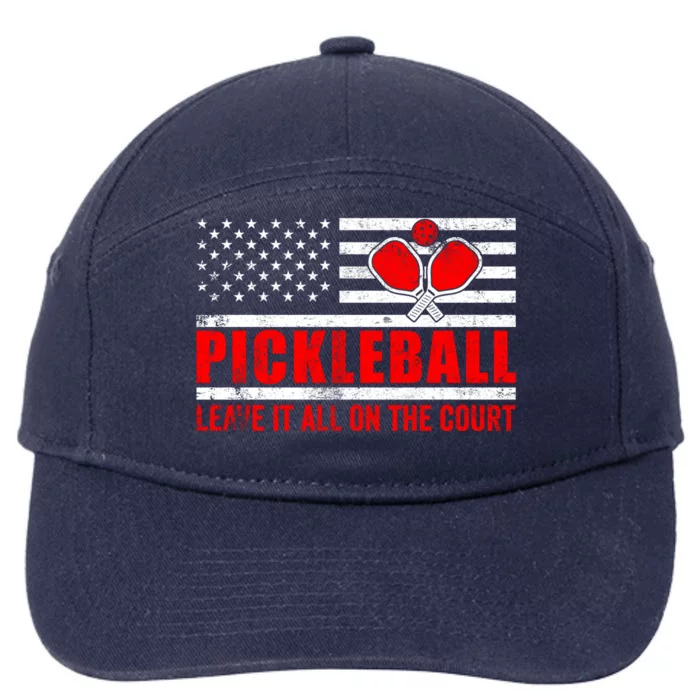 Pickleball USA Flag Leave It All On The Court Pickle Ball 7-Panel Snapback Hat