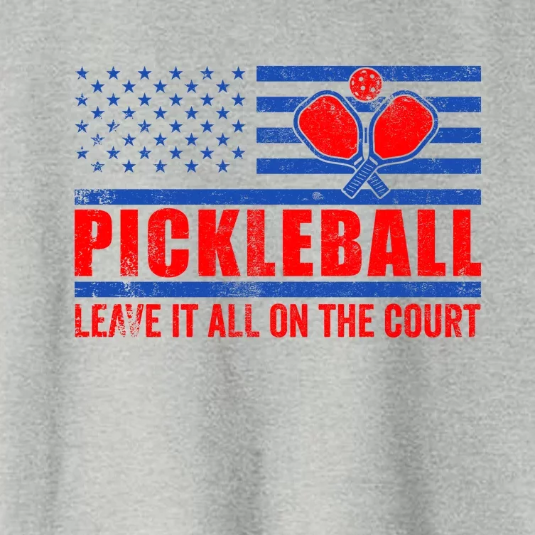 Pickleball USA Flag Leave It All On The Court Pickle Ball Women's Crop Top Tee