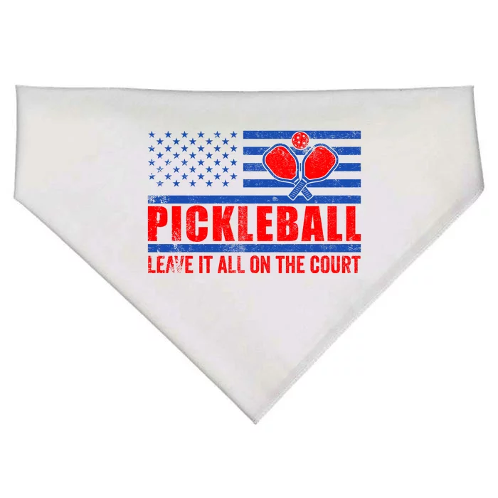 Pickleball USA Flag Leave It All On The Court Pickle Ball USA-Made Doggie Bandana